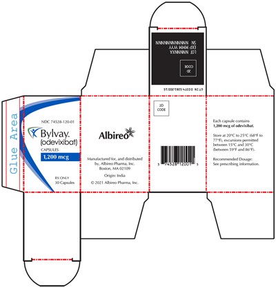 bylvay-10.jpg PRINCIPAL DISPLAY PANEL - 1,200 mcg Capsule Bottle Carton - bylvay 10