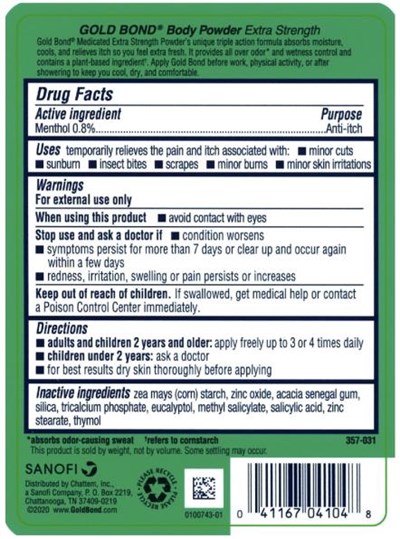 PRINCIPAL DISPLAY PANELGOLDBONDEXTRA STRENGTHBODY POWDERNet Wt 10 oz (283 g) - gold bond medicated extra strength body powder   r 02