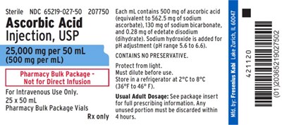 Package Label (PRINCIPAL DISPLAY – Ascorbic Acid Injection, USP 50 mL Pharmacy Bulk Package Tray Label)