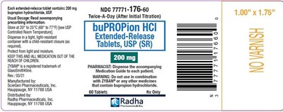 bupropion-200mg-60tab.jpg bupropion HCL 200 mg 60 Extended-Release Tablet, USP Labell - bupropion 200mg 60tab