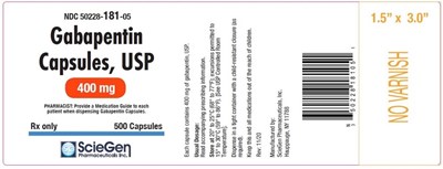 Gabapentin Capsules, USP 400 mg - 500 capsules label - gabapentin 400mg 500cap