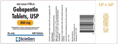Gabapentin Tablets, USP 800 mg - 500 Tablets label - gabapentin 800mg 500tab