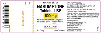 nabumetone-4.jpg This is a picture of the label Nabumetone tablets, USP, 500 mg, 100 count - nabumetone 4