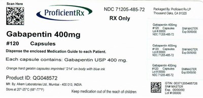 71205-485-72 (Gabapentin 400mg Cap)