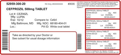 Cefprozil Tablets Usprx Only500 mgndc 68180-404-01							50 Tablets (Label)
