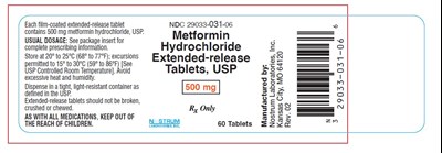 met-500mg-60ct.jpg NDC 29033-031-06 Metformin hydrochloride extended-release tablets 500 mg/tablet 60 TABLETS Rx only - met 500mg 60ct
