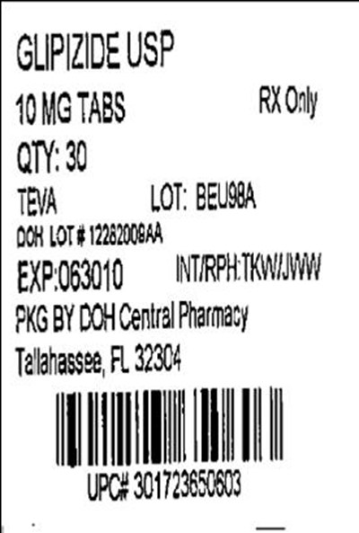 Glipizide Tablets 10 mg 30 Label (Glipizide10mg(teva))