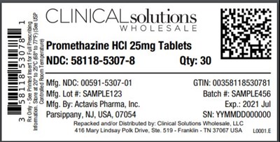 Promethazine 25mg Tablet 30 Count Blister Card (Prom25lab08)