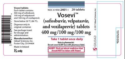 PRINCIPAL DISPLAY PANEL - 28 Tablet Bottle Label - vosevi 05