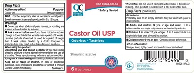 Label 6 Oz (L051596066 Qc Castor Oil)