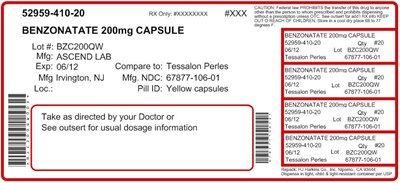 benzonatate-act-200mg-100cc.jpg Bottle Label - 200mg - 100 capsules - benzonatate act 200mg 100cc