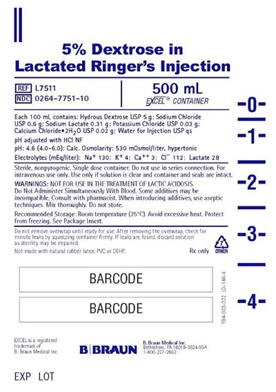 500 mL Container Label L7511 - dextrose in lactated ringers injection usp in exce 5