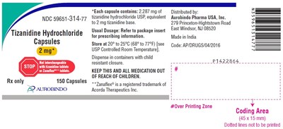 tizanidine-fig4.jpg PACKAGE LABEL-PRINCIPAL DISPLAY PANEL - 2 mg (150 Capsules Bottle) - tizanidine fig4