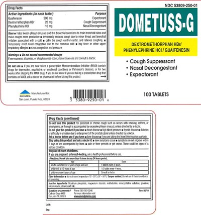 dometuss-01.jpg PRINCIPAL DISPLAY PANEL - 100 Tablet Bottle Label - dometuss 01