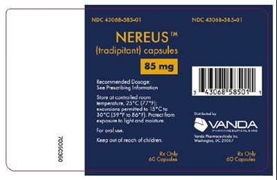 85mg Tradipitant Capsules (60 Count Container Label)