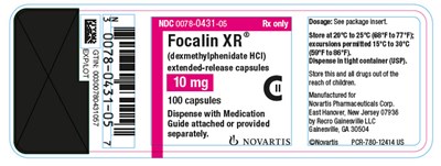 PRINCIPAL DISPLAY PANEL									NDC 0078-0431-05									Rx only									Focalin XR®									(dexmethylphenidate HCl)									extended-release capsules									10 mg									100 capsules									Dispense with Medication Guide attached or provided separately.									NOVARTIS - focalin xr 04