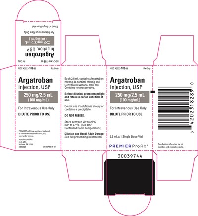 This Is An Image Of The Argatroban Injection Carton, 250 mg/2.5 mL (100 mg/ml), Premier Pro Rx. (Argatroban 6)