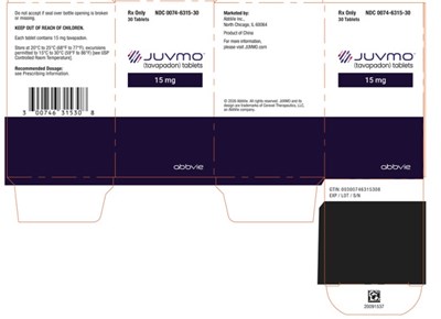 Principal Display Panelrx Only  Ndc 0074-6315-3030 Tabletsjuvmo™(tavapadon) Tablets15 mg (Juvmo 07)