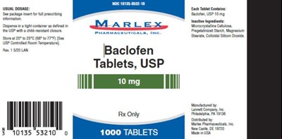 NDC 10135-0532-10BaclofenTablets, USP10 mgRx Only1000 TABLETS - baclofen 03