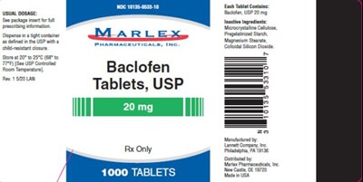 baclofen-06.jpg NDC 10135-0533-10BaclofenTablets, USP20 mgRx Only1000 TABLETS - baclofen 06