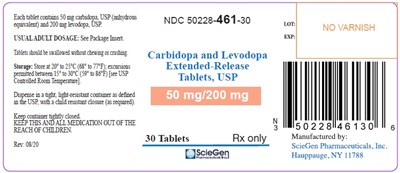 cls-tabs-50mg-200mg-container-label-30s.jpg Carbidopa-Levodopa Extended Release Tablets-ANDA - cls tabs 50mg 200mg container label 30s