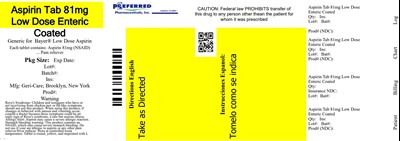 A Yellow Rectangular Object With Black Textdescription Automatically Generatedaspirin Tab 81mg Low Dose Enteric Coated (981)
