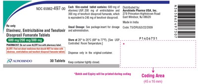 efemtf-fig1.jpg PACKAGE LABEL-PRINCIPAL DISPLAY PANEL - 600 mg/200 mg/300 mg (30 Tablet Bottle) - efemtf fig1
