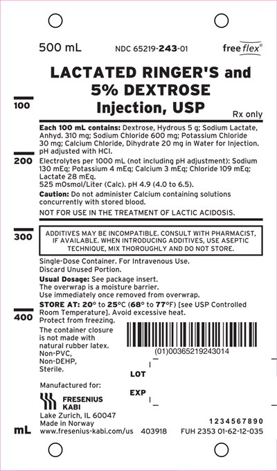 lac02-0003-07.jpg PACKAGE LABEL - PRINCIPAL DISPLAY – Lactated Ringer's and 5% Dextrose Injection, USP 500 mL Bag Label - lac02 0003 07