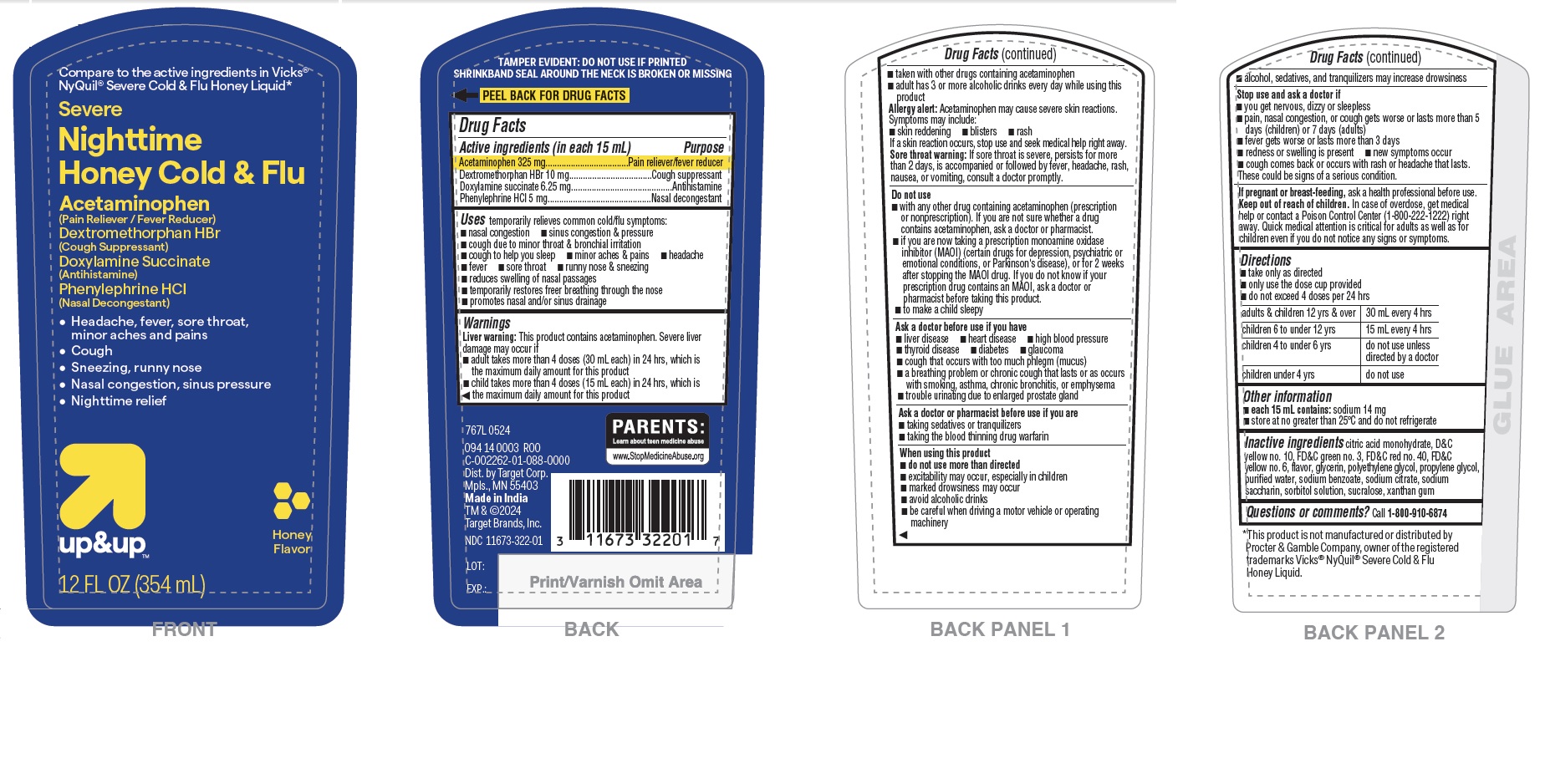 Nighttime Severe Honey Liquid - Images NDC 11673-322