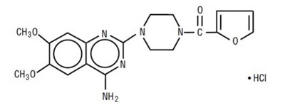 prazosin-hydrochloride-capsules-01.jpg The structural formula for Prazosin hydrochloride, USP a quinazoline derivative, is the first of a new chemical class of antihypertensives. It is the hydrochloride salt of 1-(4-amino-6,7-dimethoxy-2-quinazolinyl)-4-(2-furoyl) - prazosin hydrochloride capsules 01