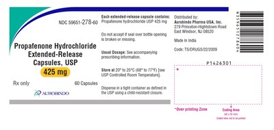 propafenone-fig4.jpg PACKAGE LABEL-PRINCIPAL DISPLAY PANEL - 425 mg (60 Capsules Bottle) - propafenone fig4