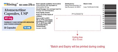 atomoxetine-fig5.jpg PACKAGE LABEL-PRINCIPAL DISPLAY PANEL - 40 mg (30 Capsules Bottle) - atomoxetine fig5
