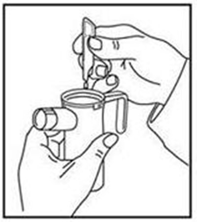 4. Place The Open End Of The Budesonide Inhalation Suspension Ampule Into The Nebulizer Cup (reservoir) And Slowly Squeeze All Of The Medicine From The Ampule Into The Nebulizer Medicine Cup As Shown In Figure 4. Throw Away The Empty Ampule. (Budesonide Inhalation Suspension 7)