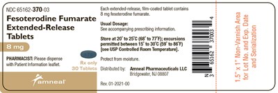 8 mg 30 Count Label (Fesoterodine Fumarate Extended Release Tablets 7)