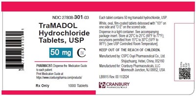 50mg 1000 Tabs (Tramadol Hydrochloride Tablets 6)