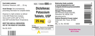 Diclofenac Potassium Tablets,usp 25 mg (NDC 72888-086-01)