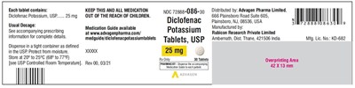 Diclofenac Potassium Tablets,usp 25 mg (NDC 72888-086-30)