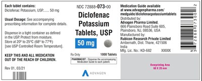 Diclofenac Potassium Tablets,usp 50 mg (NDC 72888-073-00)