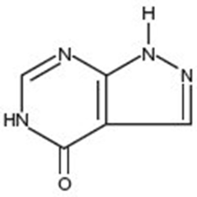 allopurinol-tabs-100mg---8385---par-1.jpg This is an image of the structural formula of allopurinol. - allopurinol tabs 100mg   8385   par 1