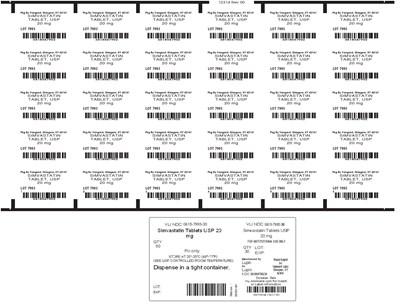 Simvasatin 20mg Unit Dose Label (Simvastatin Tablets 7992 7993 Lupin 6)