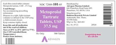 Ndc 72888-101-05 (Metoprolol Tartrate Tablets, USP 37.5 mg)