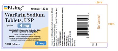 4 mg-1000 Count Label (Warfarin Sodium Tablets Label 4mg 1000count)