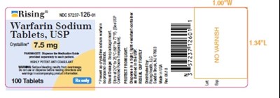 7.5 mg-100 Count Label (Warfarin Sodium Tablets Label 7.5mg 100count)