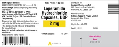 loperamide-hcl-capsules-2mg-1000s.jpg Loperamide hydrochloride capsules USP, 2 mg - NDC 72888-130-00 - 1000 Tablets Label - loperamide hcl capsules 2mg 1000s