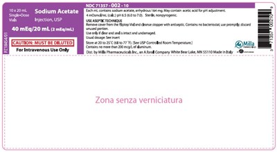 Image Description (Sodium Acetate 40meq 20ml Carton Label)