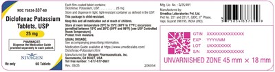 "image Description" (Diclofenac Potassium 25mg 60s Bottle Label)