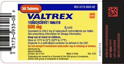 Valtrex 500 mg 30 count label - valtrex spl graphic 02
