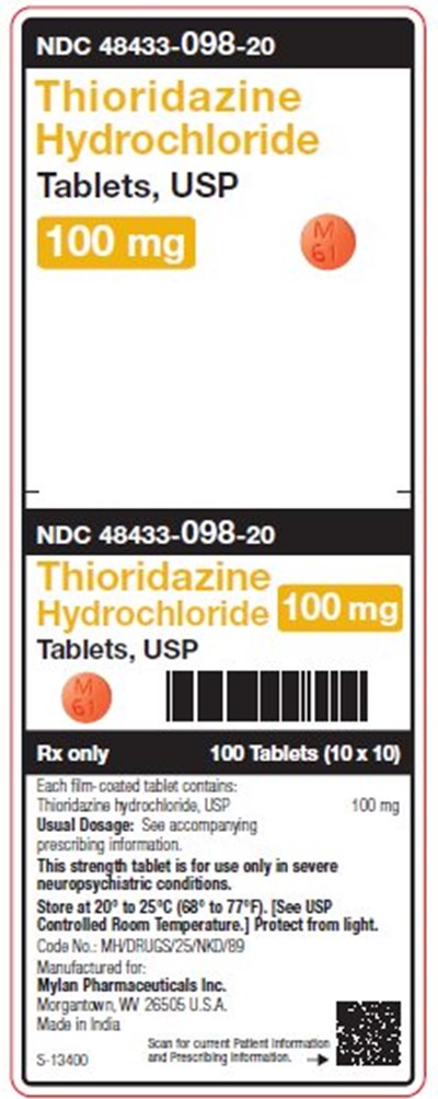 Thioridazine Hydrochloride 100 mg Tablets, Usp Unit Carton Label (Image 05)