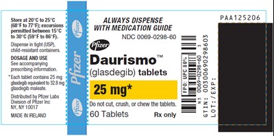 daurismo-05.jpg PRINCIPAL DISPLAY PANEL - 25 mg Tablet Bottle Label - daurismo 05