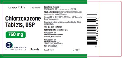chlorzoxazone-02.jpg PRINCIPAL DISPLAY PANEL - 750 mg Tablet Bottle Label - chlorzoxazone 02